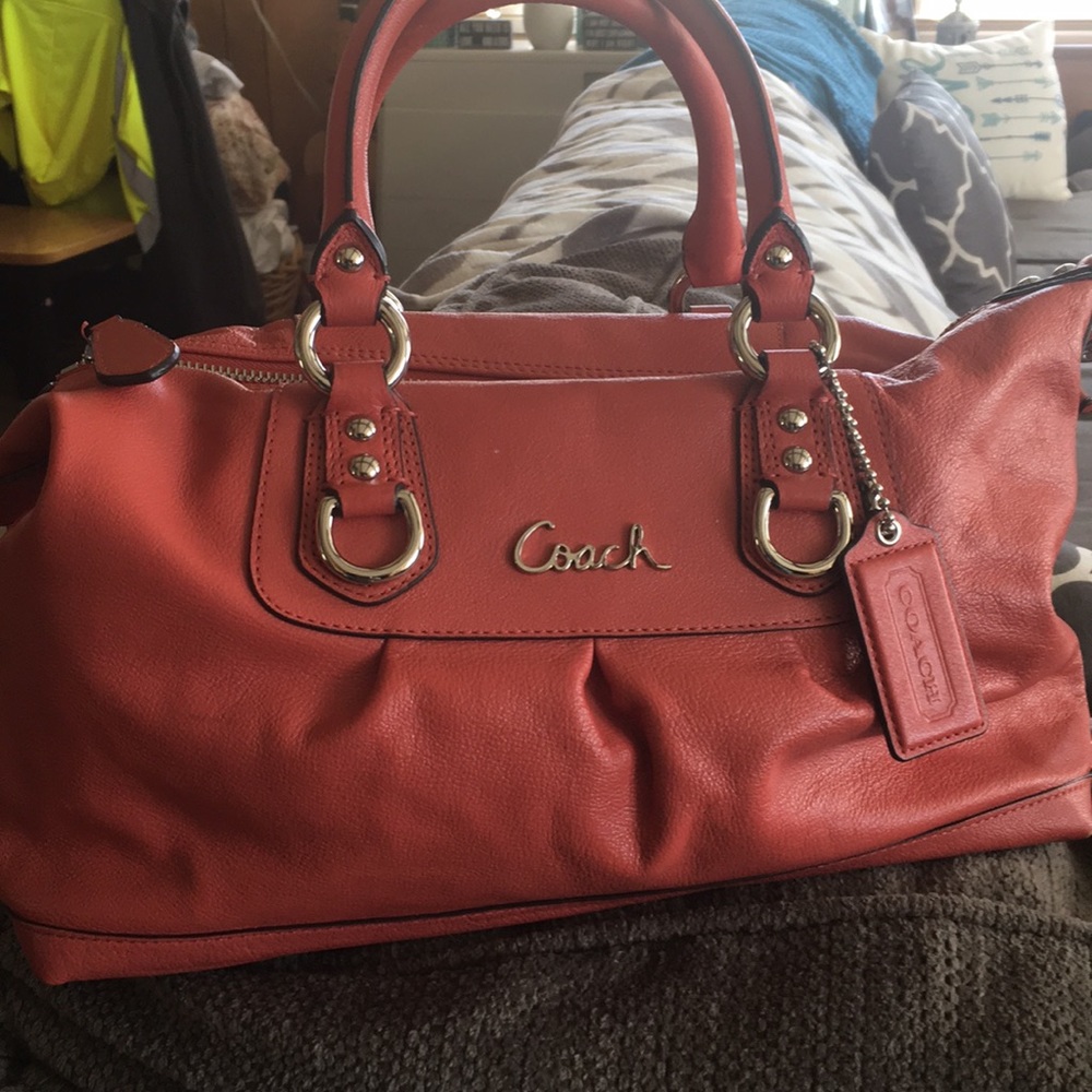 Coral coach handbag